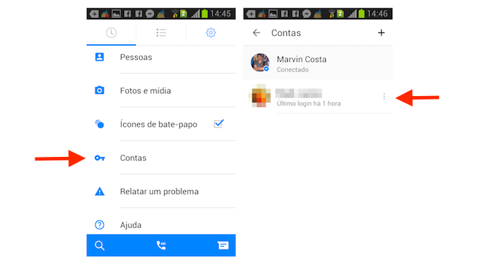 Escolhendo uma segunda conta do Facebook Messenger para Android (Foto: Reprodução/Marvin Costa)