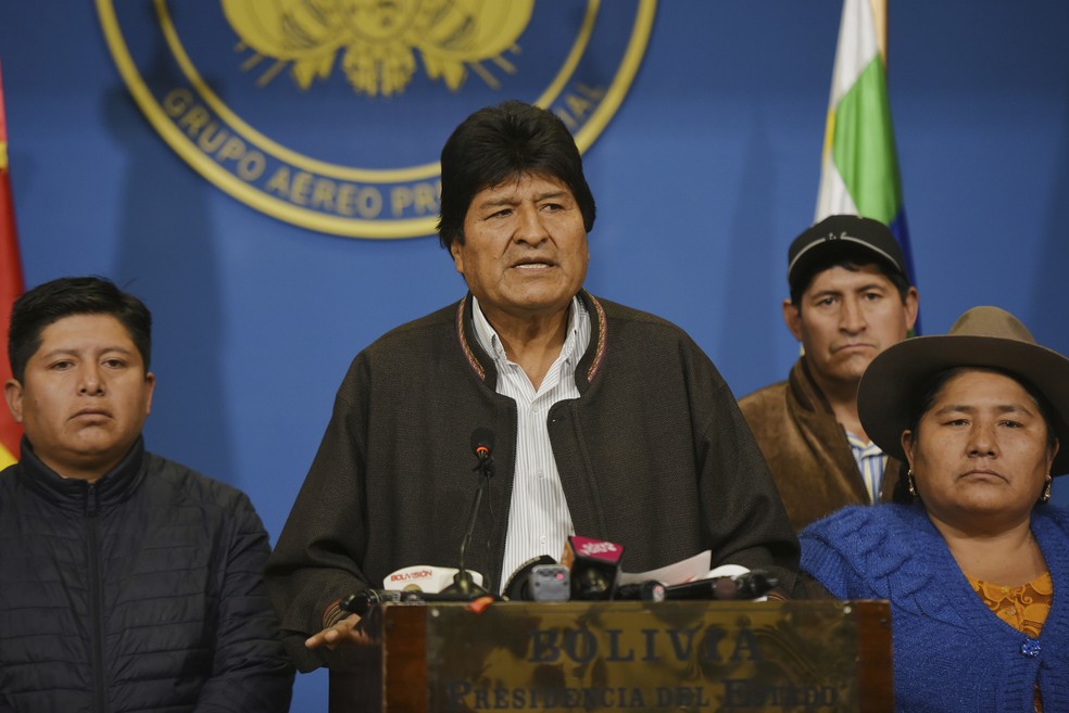 Evo Morales renunciou à presidência da Bolívia no domingo (10). — Foto: Enzo De Luca/Agencia Boliviana de Informacion via A