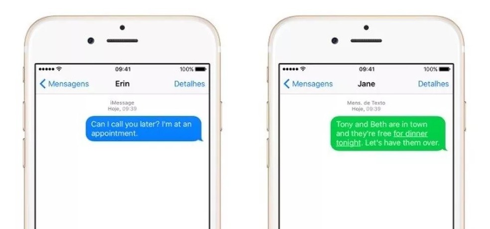 iMessage para Android traz funcionalidades mais básicas e cor diferente no balão de conversa — Foto: Foto: Foto: Divulgação/Apple
