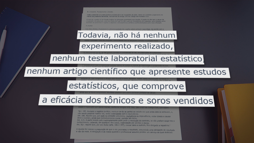 Sentença detalha que tratamento utilizado não tem comprovação de eficiência (Foto: TV Globo/Reprodução)