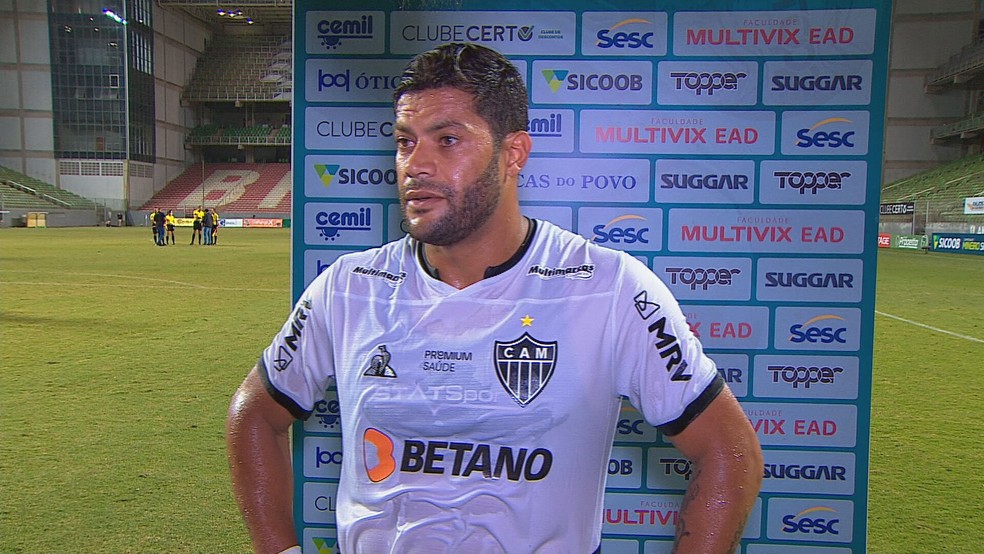 Hulk em entrevista pelo Atlético-MG — Foto: Premiere