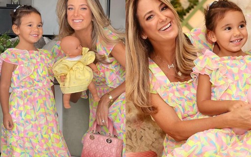 Ticiane Pinheiro combina look com a filha e usa bolsa de R$ 26 mil: "Gêmeas"