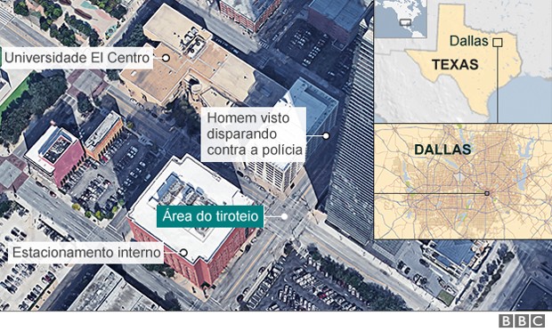 Ataque aconteceu durante protesto em Dallas (Foto: BBC)