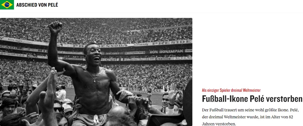 Revista "Kicker", da Alemanha, destaca morte do Rei — Foto: Reprodução