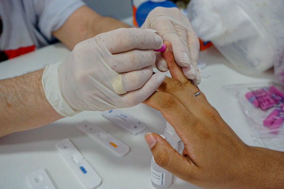 Teste rápido para detecção de doenças — Foto: Prefeitura de Bertioga