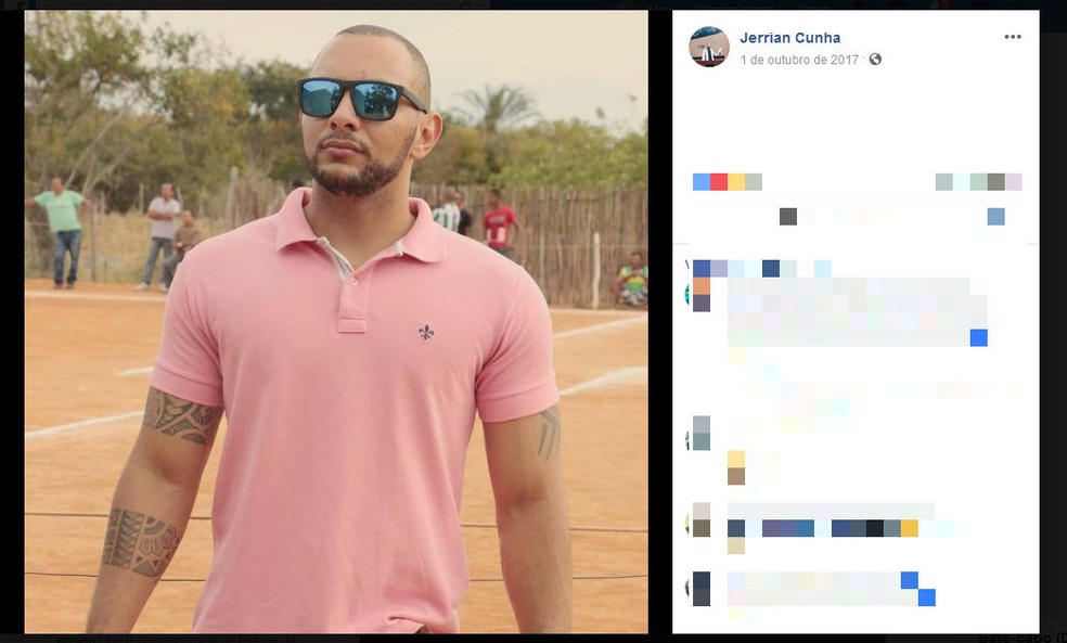 Jerrian Cunha foi morto a tiros a caminho de casa â Foto: ReproduÃ§Ã£o/Facebook