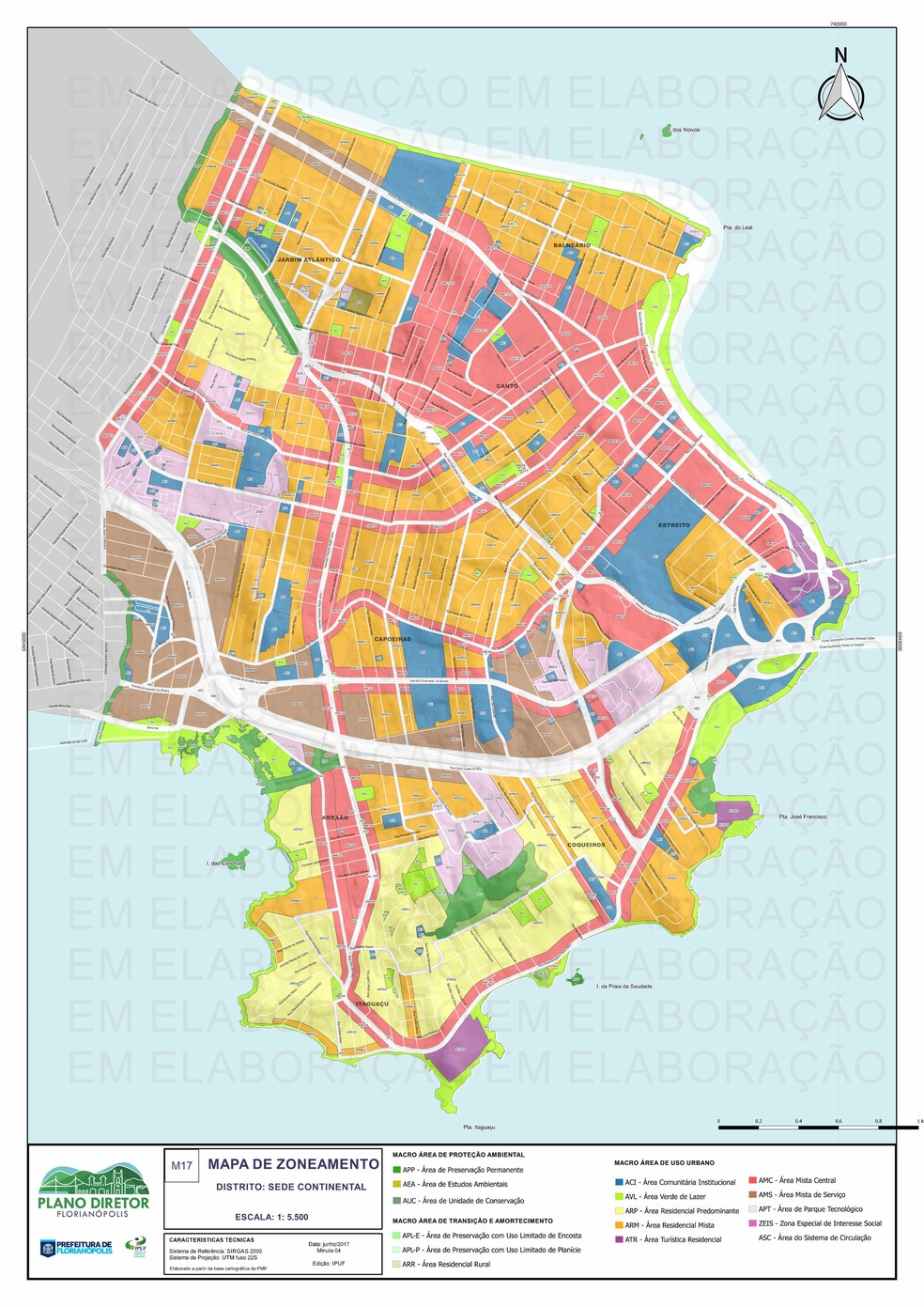 Zoneamento do Continente (Foto: Ipuf/Divulgação)