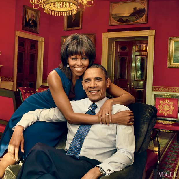 Michelle e Barack Obama em clique de Annie Leibovitz na Vogue US de abril de 2013 (Foto: Reprodução)