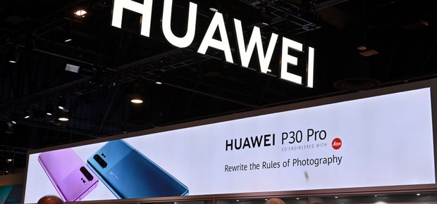 Logo da Huawei durante o CES 2020, em Las Vegas (Foto: David Becker/Getty Images)