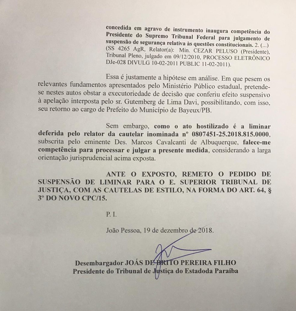 Decis&atilde;o sobre posse de Berg Lima segue para STJ ap&oacute;s recurso do MP &mdash; Foto: Divulga&ccedil;&atilde;o/TJPB