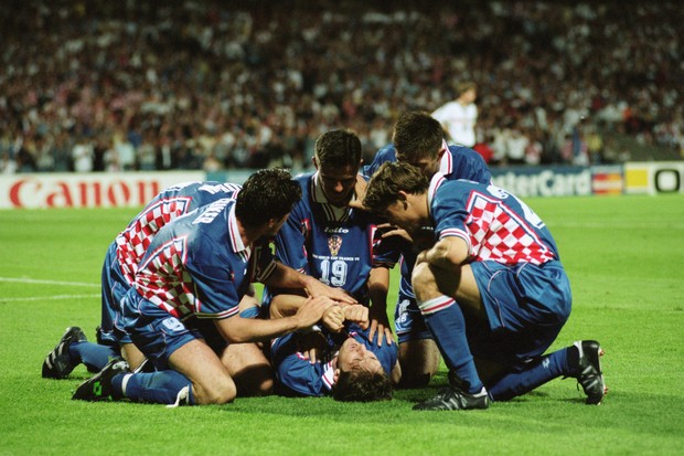 Jogadores da Croácia comemoram gol contra Alemanha (Foto: Getty Images)