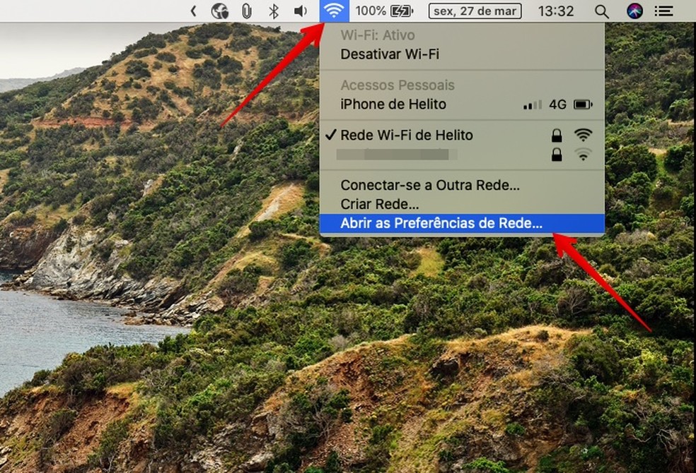 Acesse as configurações de rede do macOS — Foto: Reprodução/Helito Beggiora