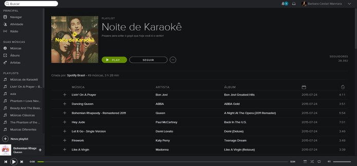 Spotify oferece playlists com músicas em versão de karaokê (Foto: Reprodução/Barbara Mannara)