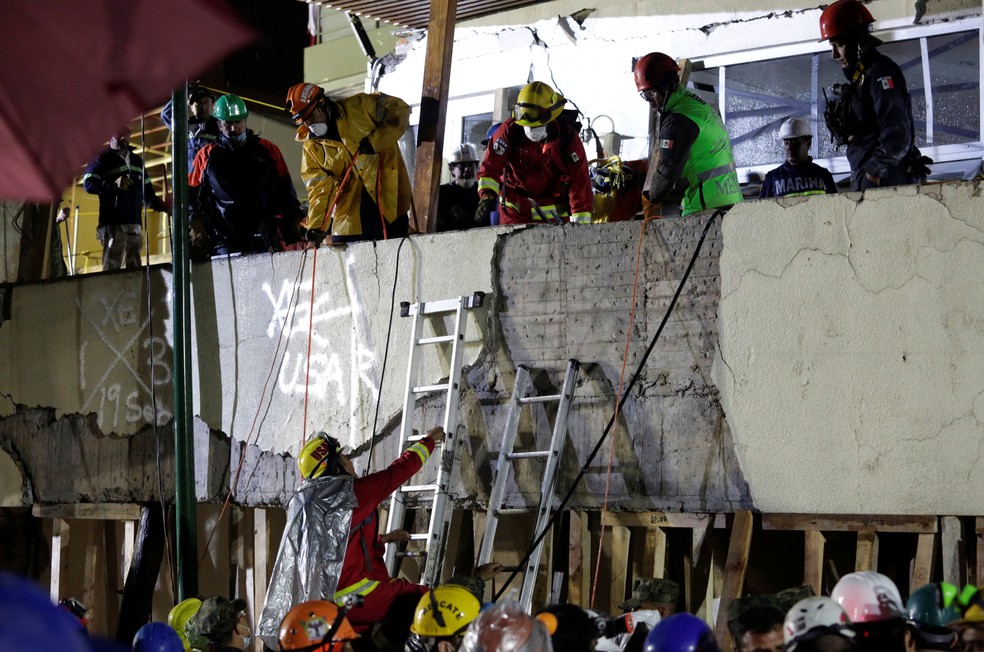 Segundo a Marinha mexicana, 19 crianças morreram soterradas em escola na Cidade do México (Foto: Daniel Becerril/Reuters)