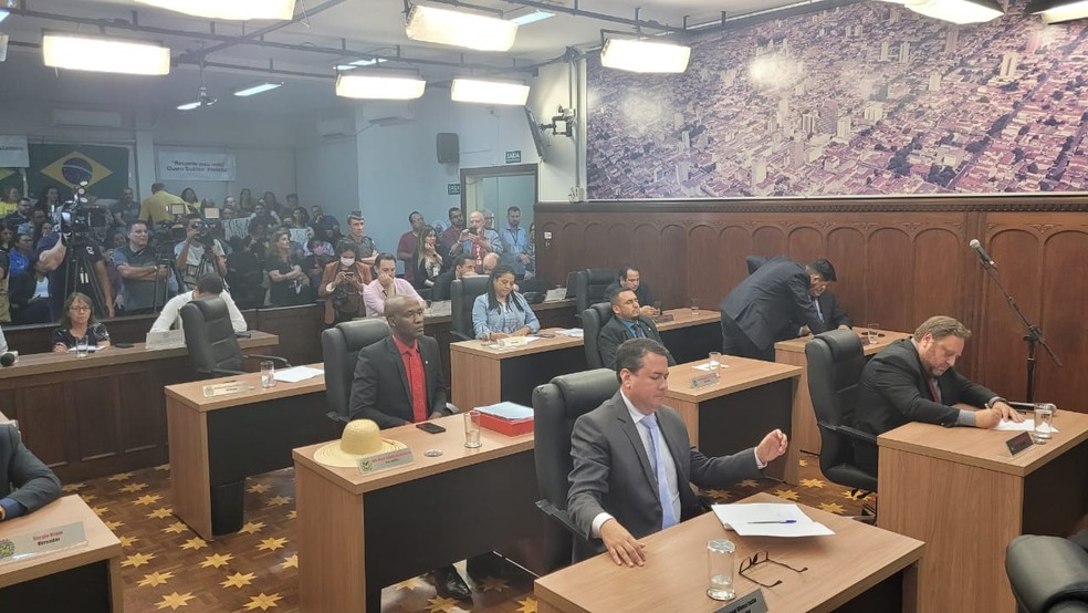 Sessão extraordinária contou com a presença dos 17 vereadores que compõe a Casa Legislativa de Bauru — Foto: Luís Ricardo da Silva/Arquivo pessoal