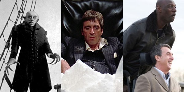 Os filmes Nosferatu (1922), Scarface (1983) e Os Intocáveis (2012) (Foto: Divulgação)