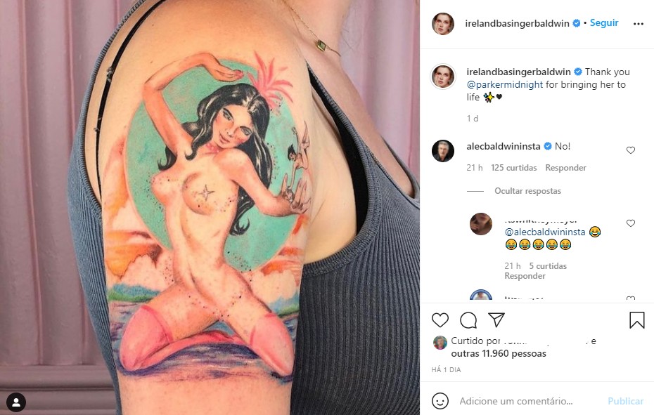 Alec Baldwin reprova a tatuagem da filha (Foto: Reprodução/Instagram)
