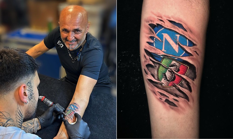 Técnico do Napoli faz tatuagem em homenagem