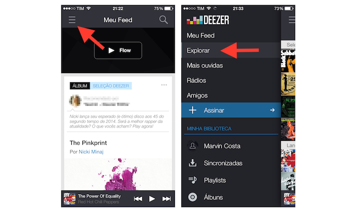 Acessando a página explorar do Deezer (Foto: Reprodução/Marvin Costa)