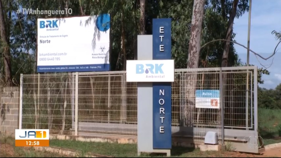 Entrada de estação de tratamento da BRK Ambiental em Palmas — Foto: Reprodução/TV Anhanguera