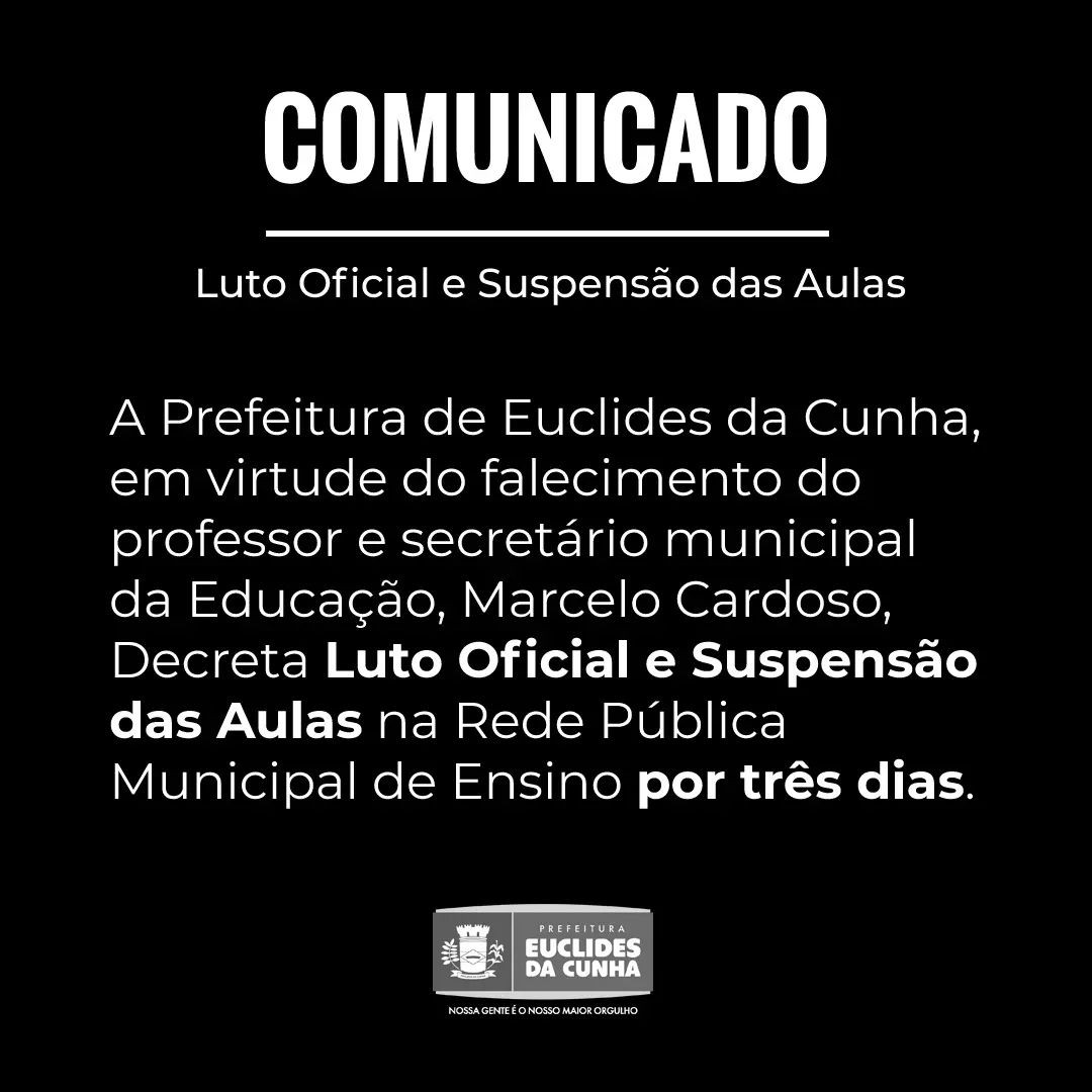 Covid-19: Secretário de Educação de Euclides da Cunha morre e prefeitura suspende aulas na rede municipal por três dias