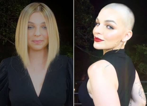 Camila Pinheiro antes e depois de raspar os cabelos (Foto: Reprodução/Instagram)
