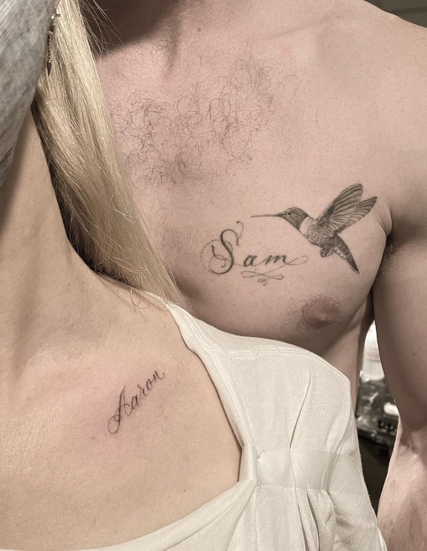 Sam Taylor-Johnson e Aaron Taylor-Johnson fazem tatuagens combinando (Foto: Reprodução/Instagram e Getty Images)