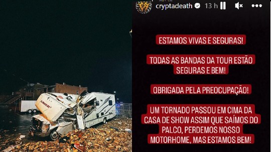 Banda brasileira Crypta se manifesta após tornado atingir casa de shows nos EUA: 'Estamos vivas'