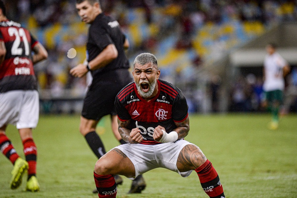 Gabigol comemora o gol do título do Flamengo — Foto: Marcelo Cortes/CRF