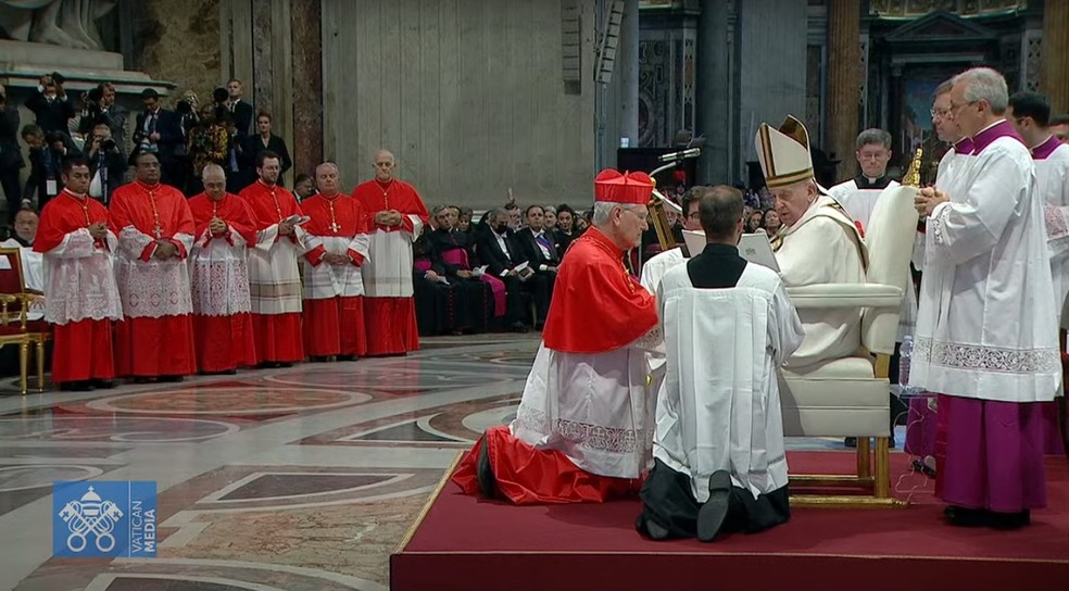 Consistório para criação de novos Cardeais — Foto: Reprodução YouTube 