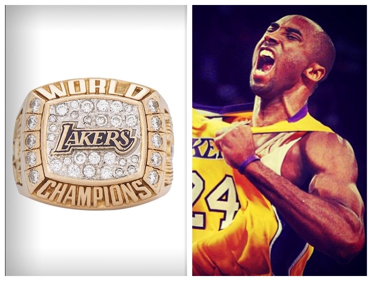 O anel de campeão de Kobe Bryant vendido por 1,13 milhão de reais (Foto: Divulgação/Instagram)