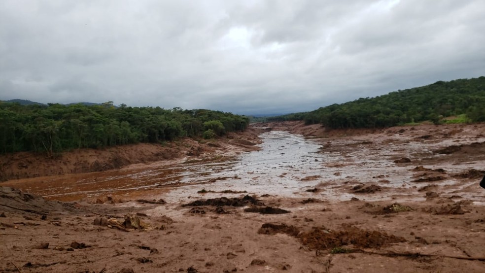 Área de mata onde ficava a pousada Nova Estância virou um rio de lama — Foto: TV Globo