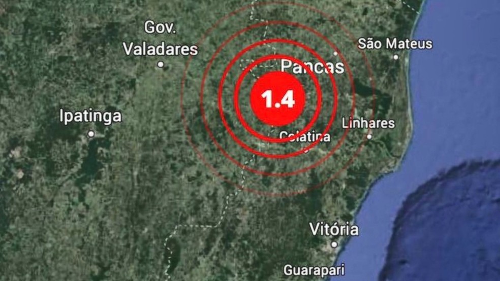Tremor de terra de magnitude 1.4 foi registrado em Pancas, no Noroeste do ES — Foto: Reprodução/TV Gazeta