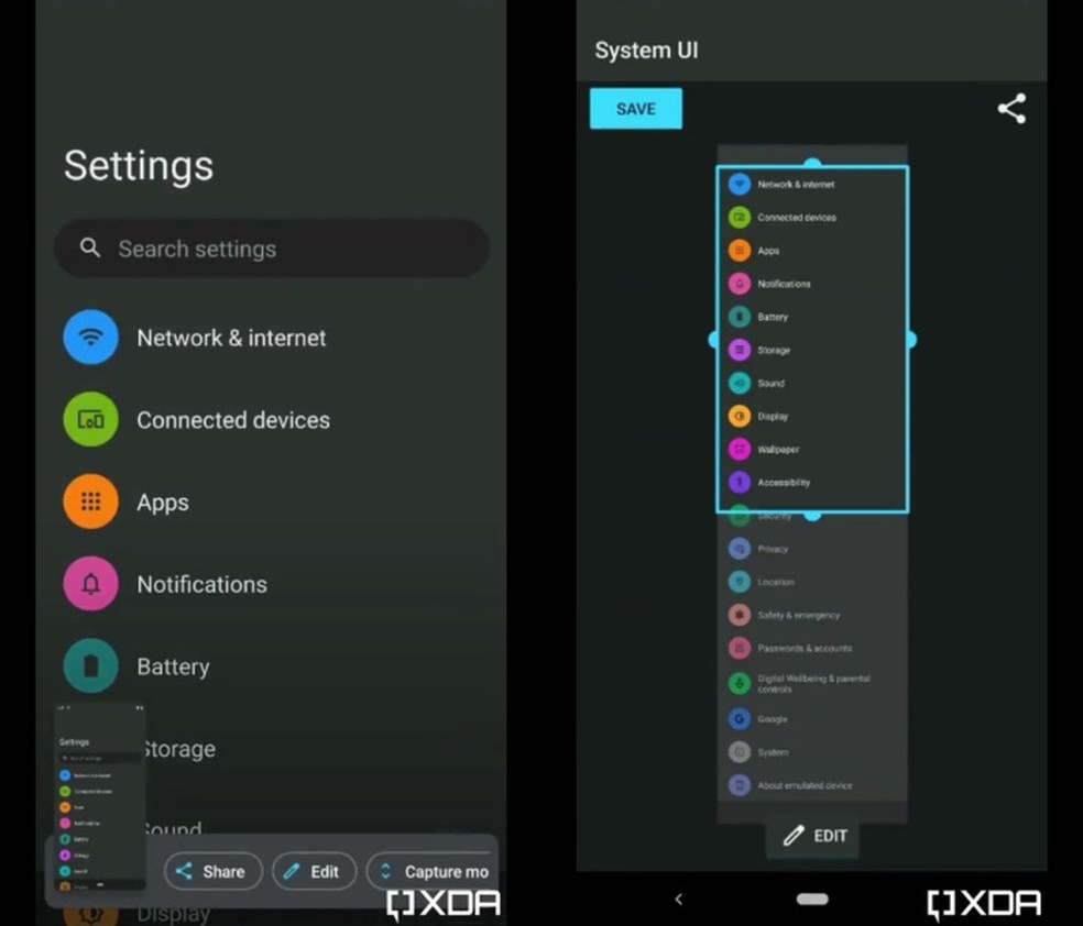 Ferramenta de captura de tela no Android 12 — Foto: Reprodução/XDA Developers