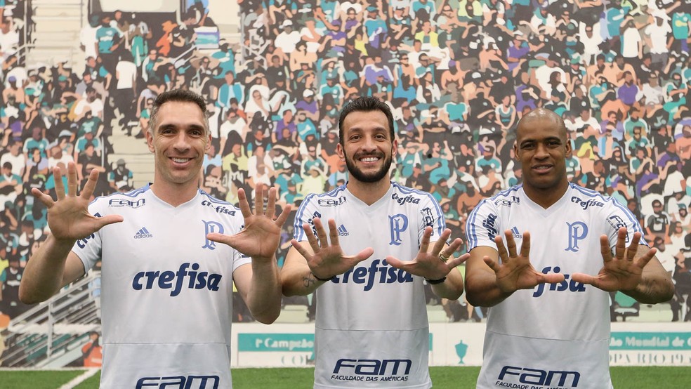 Fernando Prass, Edu Dracena e Jailson renovaram com o Palmeiras — Foto: César Greco/Ag. Palmeiras