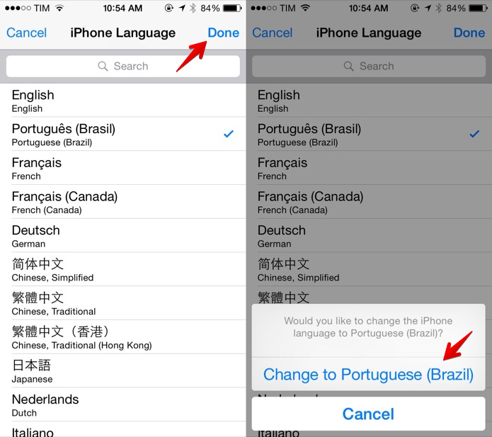 Alterando idioma do iPhone (Foto: Reprodu??