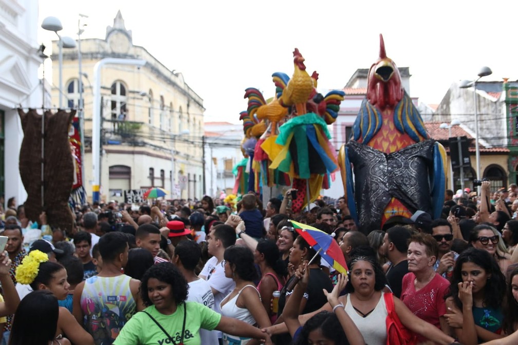 Multidão foi ao Bairro do Recife, neste domingo (5), acompanhar o Arrastão do Frevo, puxado pelo Galo da Madrugada — Foto: Marlon Costa/Pernambuco Press