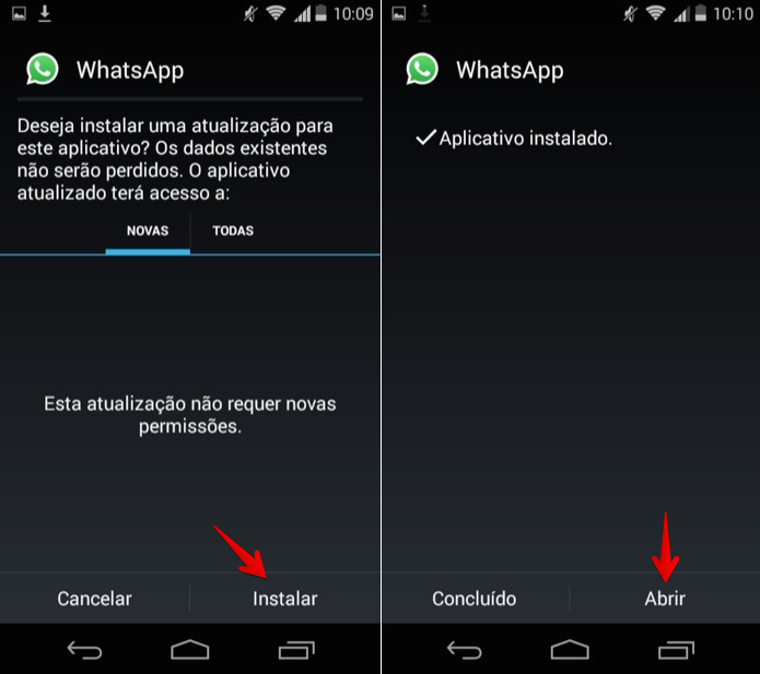 Forçando atualização do WhatsApp no Android (Foto: Reprodução/Helito Bijora) 