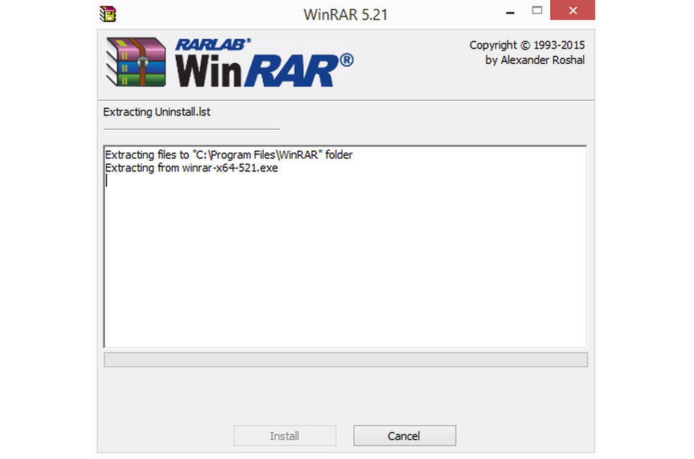 Instalação do WinRAR ocorre rapidamente, mas pode ser cancelada (Foto: Reprodução/WinRAR) — Foto: TechTudo