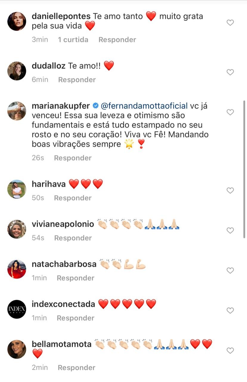 Fernanda Motta recebe mensagens de apoio ao falar sobre câncer de mama (Foto: Reprodução/Instagram)