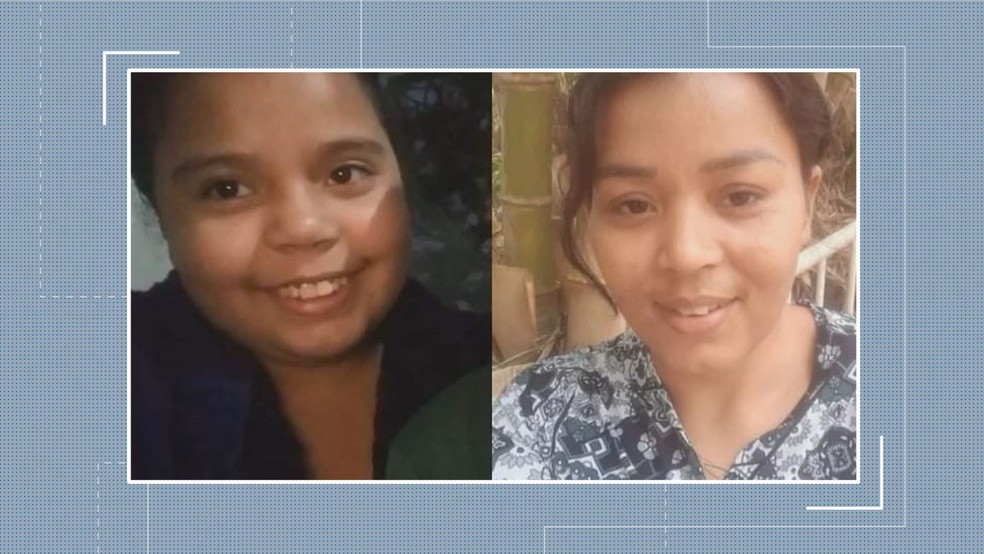 Mãe (D) e filha (E) desapareceram após saírem para tomar banho em córrego do Sol Nascente, no DF — Foto: TV Globo/Reprodução