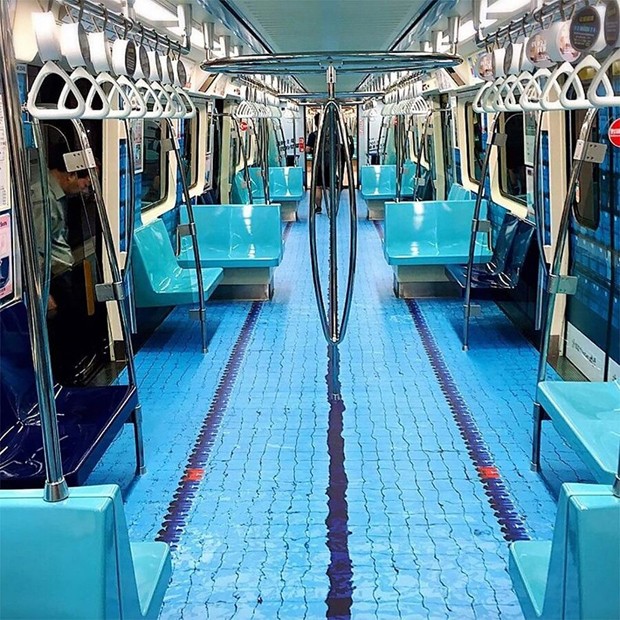 Metrô de Taiwan ganha piso inspirado em esportes olímpicos (Foto: Reprodução)