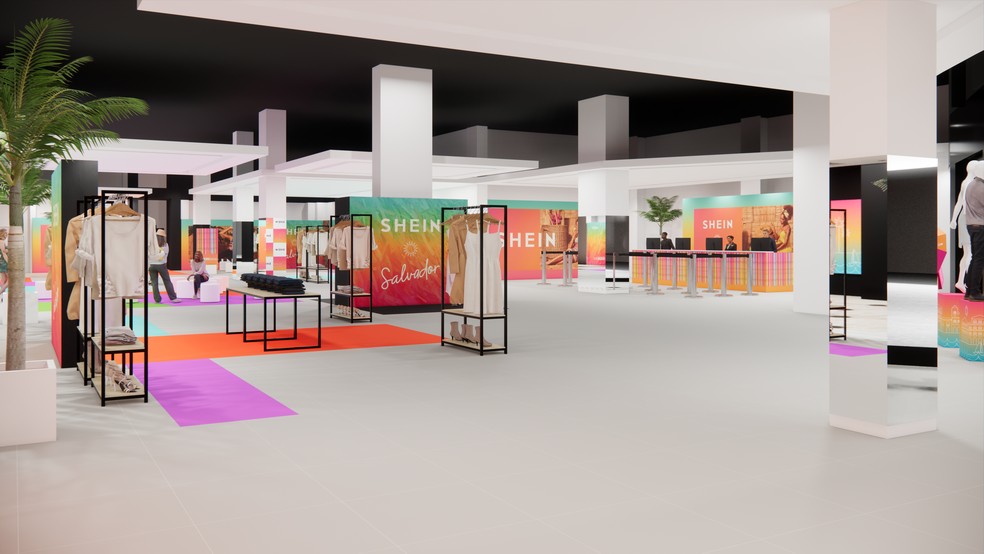 Mockup da loja pop-up da Shein em Salvador  — Foto: Divulgação/Shein