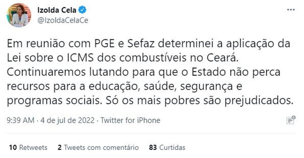 Decisão foi anunciada no Twitter nesta segunda-feira (4). — Foto: Twitter/Reprodução