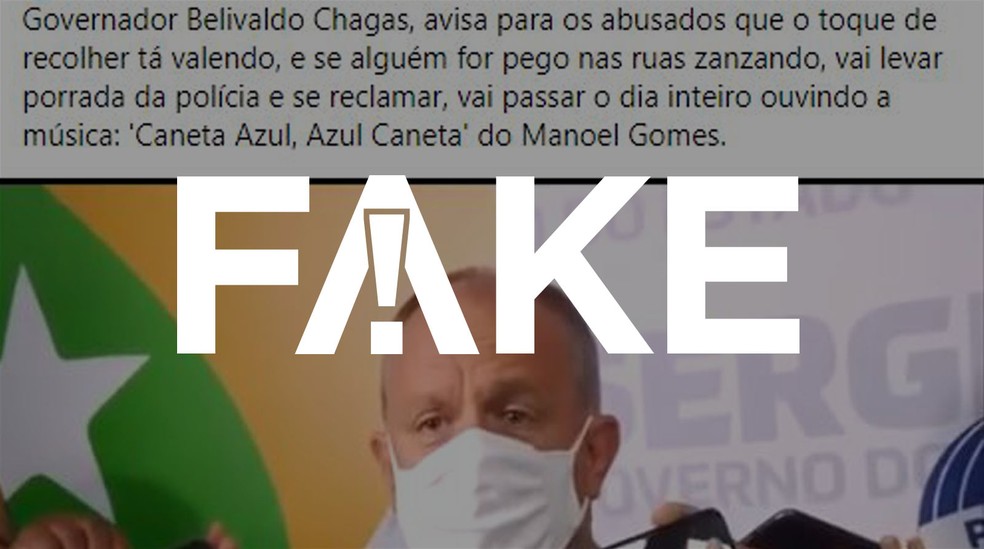 É #FAKE que governador de Sergipe disse que quem descumprir toque de recolher levará 'porrada da polícia' — Foto: G1