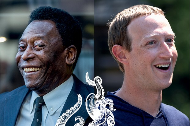 O ex-jogador Pelé e Zuckerberg, do Facebook, participaram da campanha de lançamento do WhatsApp Pay no país, em maio (Foto: Getty Images)