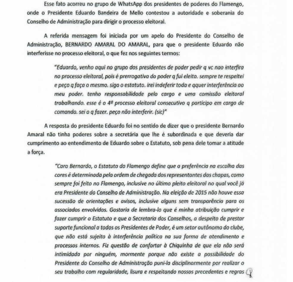 Troca de mensagens foi anexada no inqu&eacute;rito
