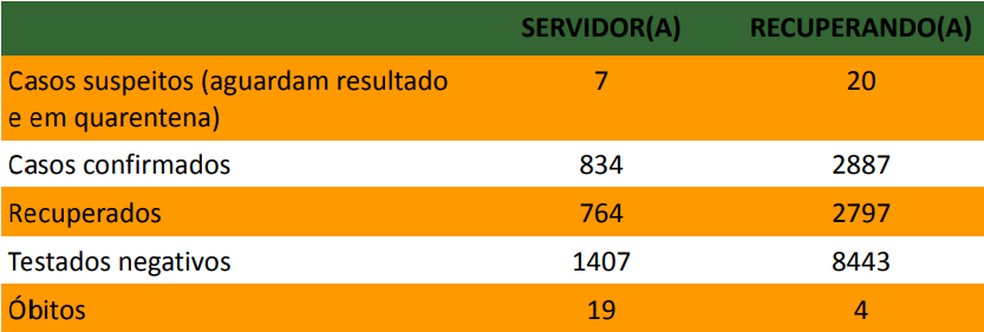 Boletim Covid-19 do Sistema Penitenciário de Mato Grosso — Foto: Sesp-MT/Reprodução