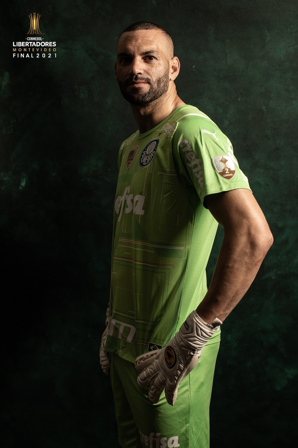 Weverton, do Palmeiras, em foto oficial da final da Libertadores — Foto: Divulgação/Conmebol