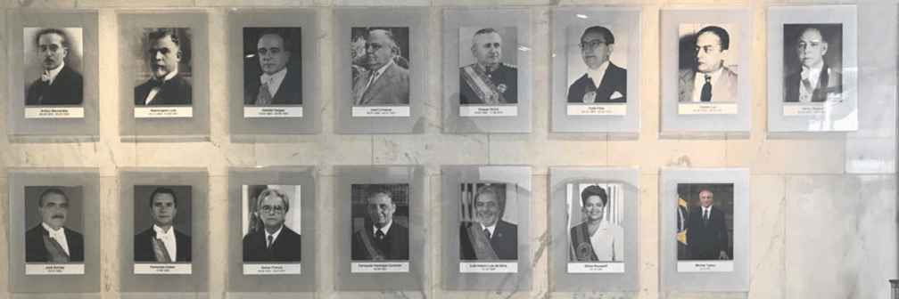 Galeria de ex-presidentes, no PalÃ¡cio do Planalto, em imagem de dezembro de 2018, quando Temer ainda estava no mandato â?? Foto: Luiz Felipe BarbiÃ©ri / G1